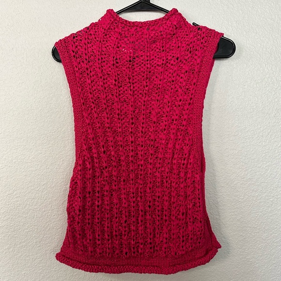 Anthropologie Moth Fuchsia Pink Cabled Knit Shell Sleeveless Sweater Tank Size M - Picture 5 of 8